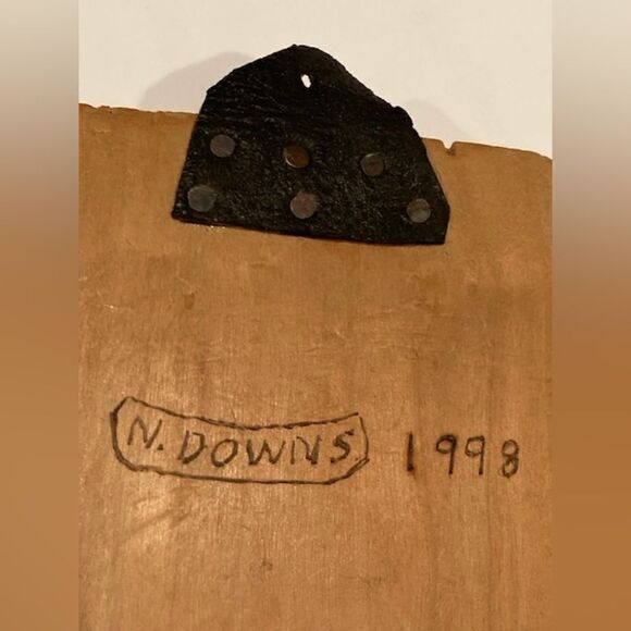 Vintage 1998 Creepy Wooden Hand Carved Beast Animal Face Wall Plaque - Picture 5 of 11